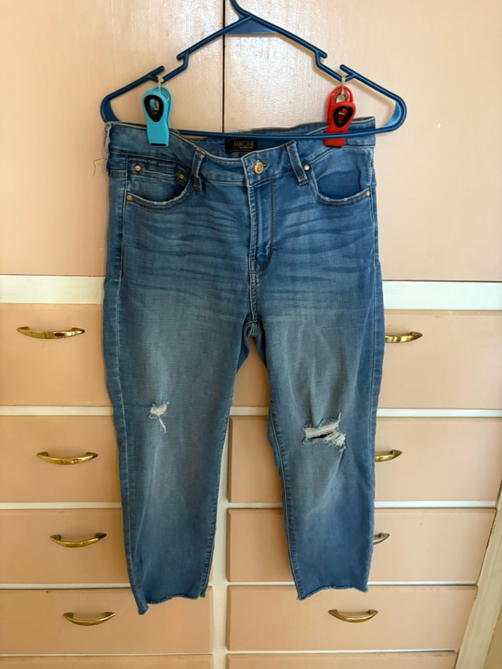 RACHEL Rachel Roy Blue Distressed Cropped Jeans